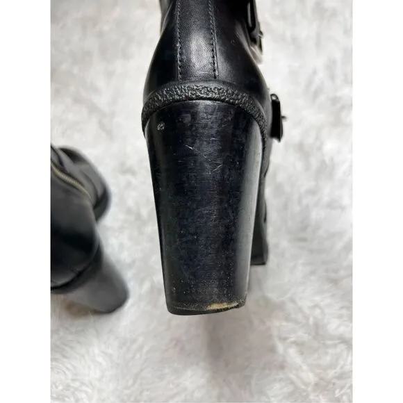 Michael by Michael Kors Black Ankle Zip Up Leather Boots Size 10