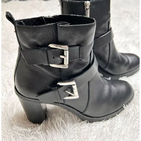 Michael by Michael Kors Black Ankle Zip Up Leather Boots Size 10
