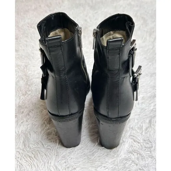 Michael by Michael Kors Black Ankle Zip Up Leather Boots Size 10