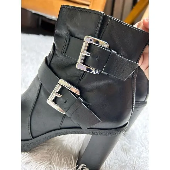 Michael by Michael Kors Black Ankle Zip Up Leather Boots Size 10