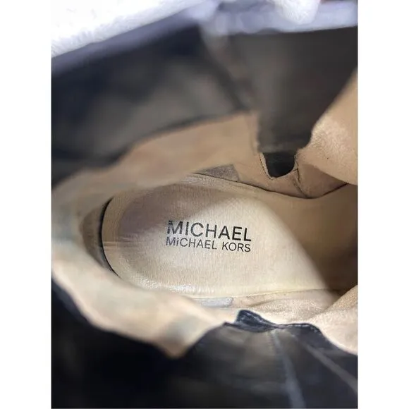 Michael by Michael Kors Black Ankle Zip Up Leather Boots Size 10