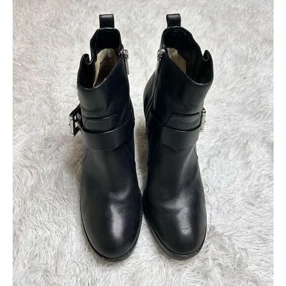 Michael by Michael Kors Black Ankle Zip Up Leather Boots Size 10