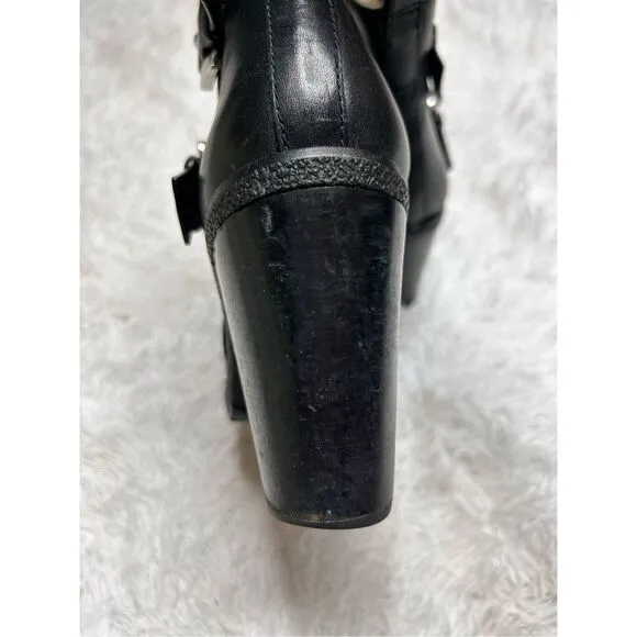 Michael by Michael Kors Black Ankle Zip Up Leather Boots Size 10