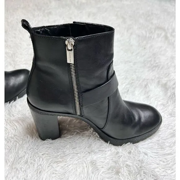 Michael by Michael Kors Black Ankle Zip Up Leather Boots Size 10