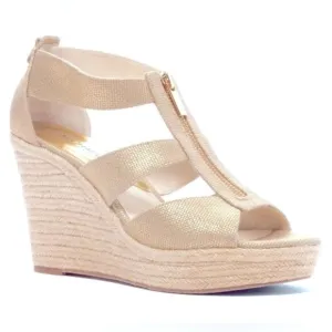 MICHAEL KORS Beige Wedge Sandals with Zipper; Size 8 NWOT