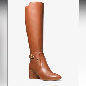 Micheal Kors Carmen Leather Riding Boot in brown (Carmel color) size 6