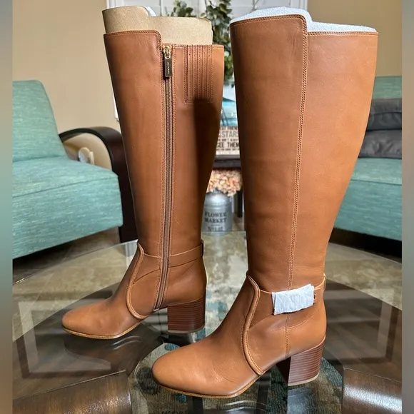 Micheal Kors Carmen Leather Riding Boot in brown (Carmel color) size 6