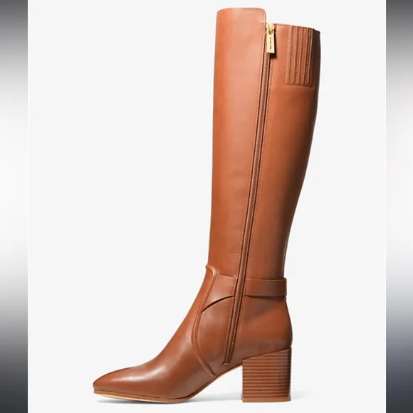 Micheal Kors Carmen Leather Riding Boot in brown (Carmel color) size 6