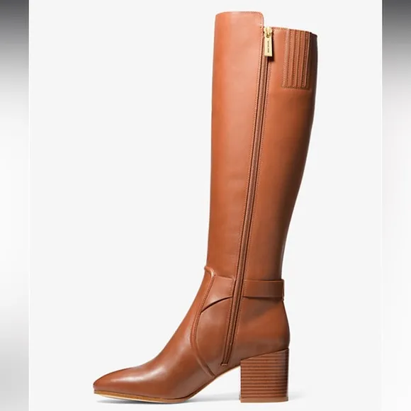 Micheal Kors Carmen Leather Riding Boot in brown (Carmel color) size 6