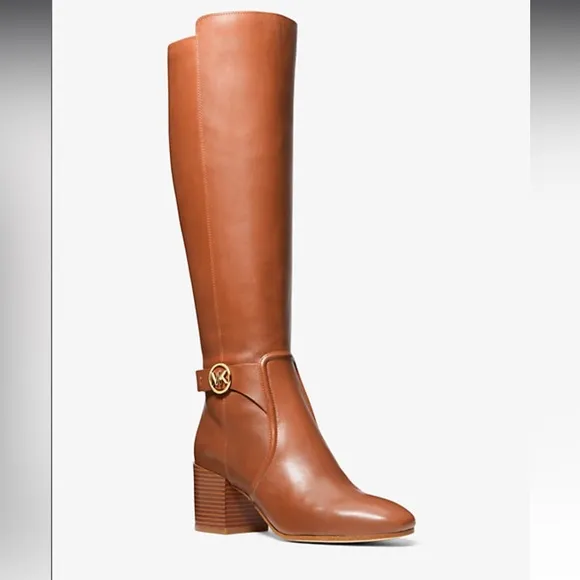 Micheal Kors Carmen Leather Riding Boot in brown (Carmel color) size 6