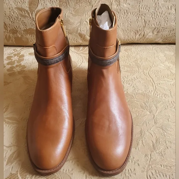 MICHEAL Micheal Kors Mindy Leather And Signature Logo Trim Boot/Brown