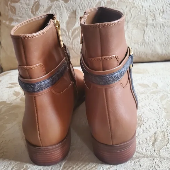 MICHEAL Micheal Kors Mindy Leather And Signature Logo Trim Boot/Brown