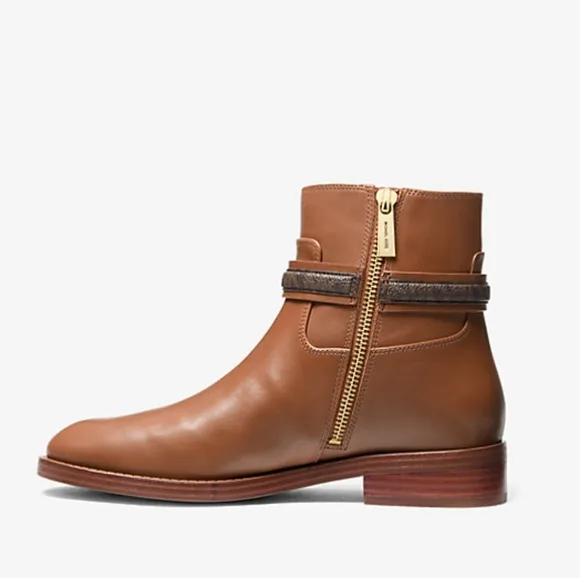 MICHEAL Micheal Kors Mindy Leather And Signature Logo Trim Boot/Brown