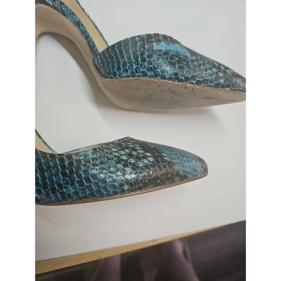 Michele Lopriore shoes Stiletto High Heels italian luxury US 7.5 blue green