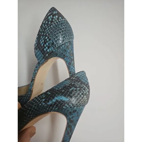 Michele Lopriore shoes Stiletto High Heels italian luxury US 7.5 blue green