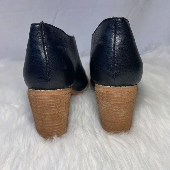 Mi.iM Black Leather D'Orsay Block Heel Shoes Sz 8.5