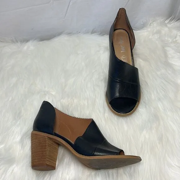 Mi.iM Black Leather D'Orsay Block Heel Shoes Sz 8.5