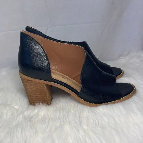 Mi.iM Black Leather D'Orsay Block Heel Shoes Sz 8.5