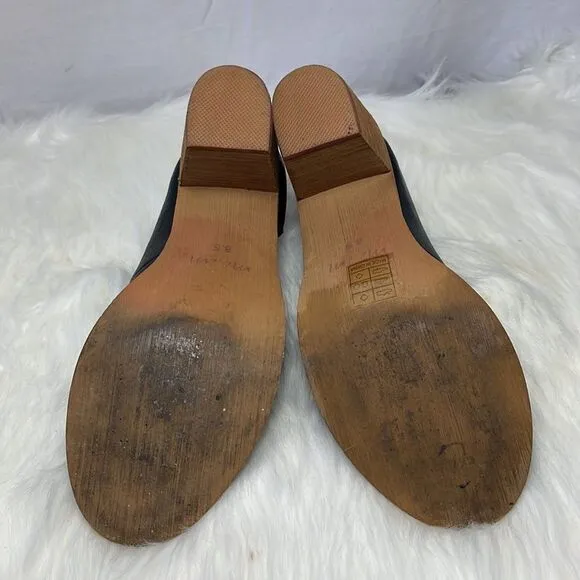 Mi.iM Black Leather D'Orsay Block Heel Shoes Sz 8.5