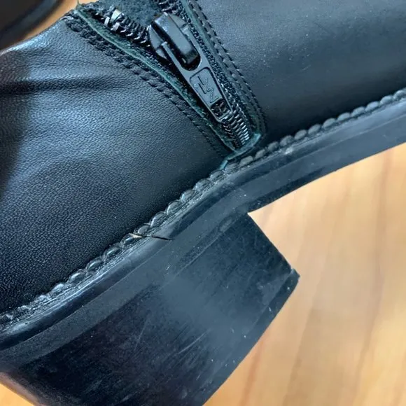 Miista Black Leather Block Heel Pointed Shoes