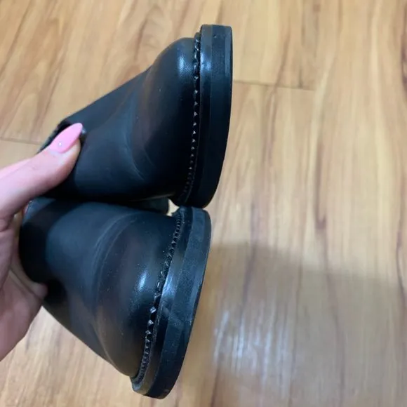 Miista Black Leather Block Heel Pointed Shoes