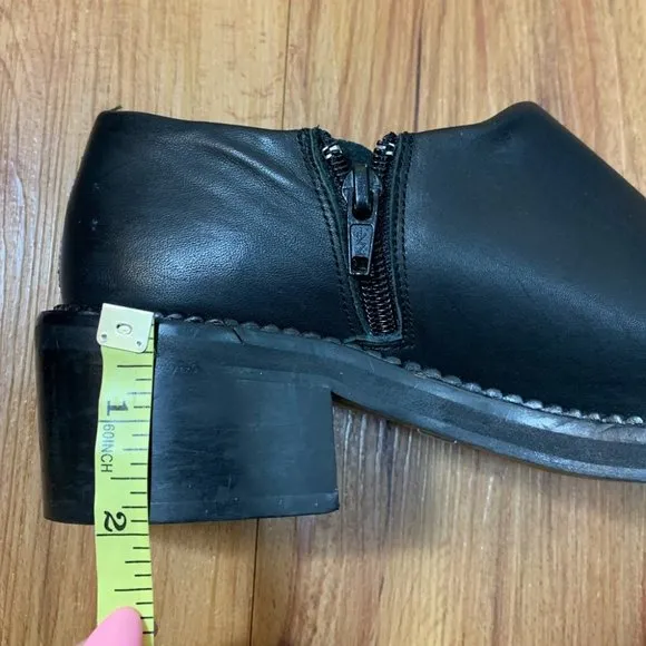 Miista Black Leather Block Heel Pointed Shoes