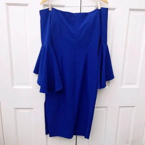 Milly Selena Off-the-Shoulder Cady Sheath Dress, Cobalt