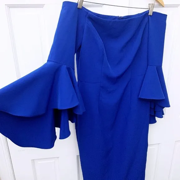 Milly Selena Off-the-Shoulder Cady Sheath Dress, Cobalt