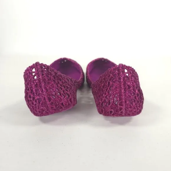Mini Melissa Campana Papel Girls PINK GLITTER Slip On Ballet Flats NWB Size 3