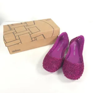 Mini Melissa Campana Papel Girls PINK GLITTER Slip On Ballet Flats NWB Size 3