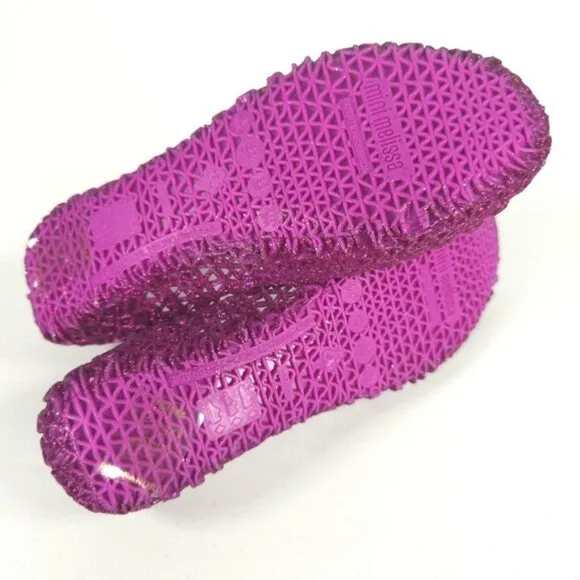 Mini Melissa Campana Papel Girls PINK GLITTER Slip On Ballet Flats NWB Size 3