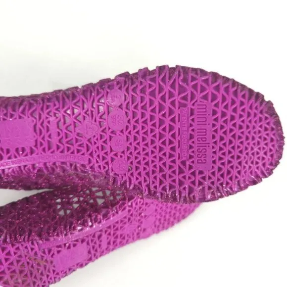 Mini Melissa Campana Papel Girls PINK GLITTER Slip On Ballet Flats NWB Size 3