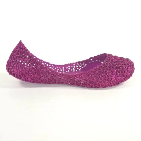 Mini Melissa Campana Papel Girls PINK GLITTER Slip On Ballet Flats NWB Size 3