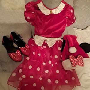 Minnie Mouse Dress, Shoes and Hat (youth) Bundle 10-12 dress, 2-3 shoes
