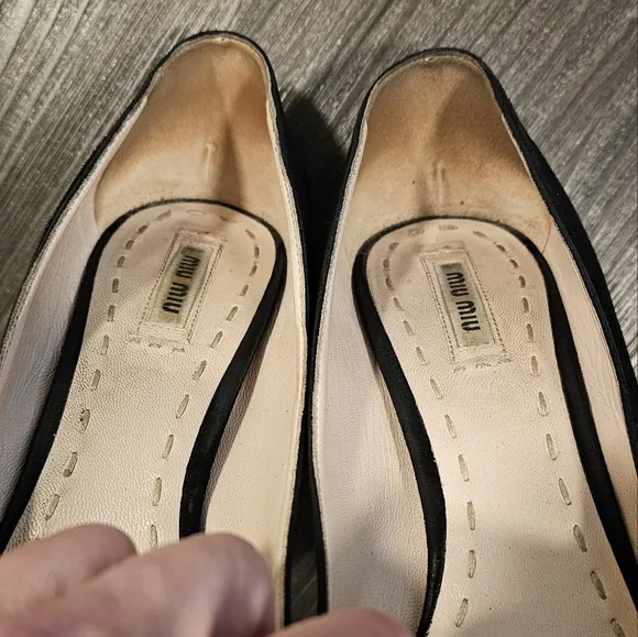 MIU MIU &quot;Camoscio&quot; Platform Peep-Toe Pumos, Black Suede, Size 40 (US 9)