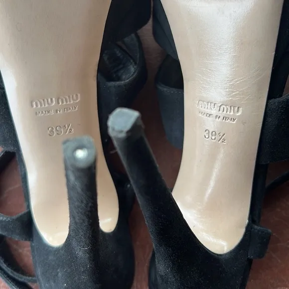 Miu Miu Black Caged Slingback Platform Sandals
