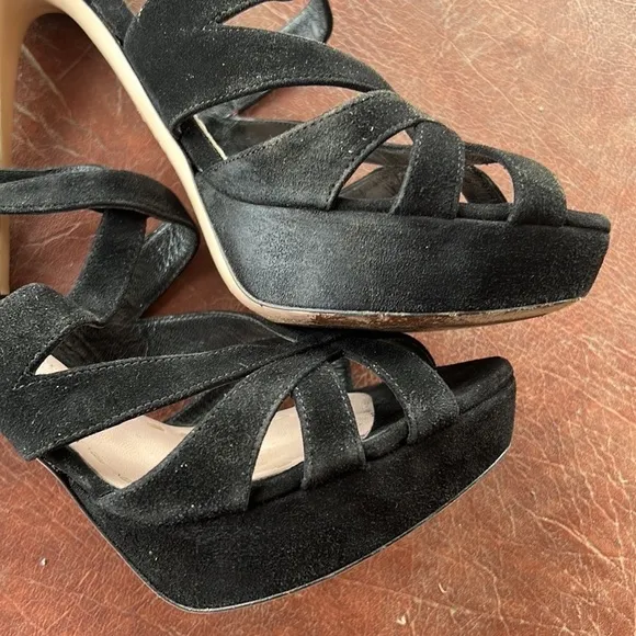 Miu Miu Black Caged Slingback Platform Sandals