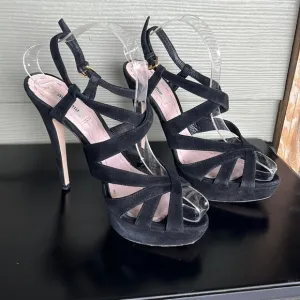 Miu Miu Black Caged Slingback Platform Sandals
