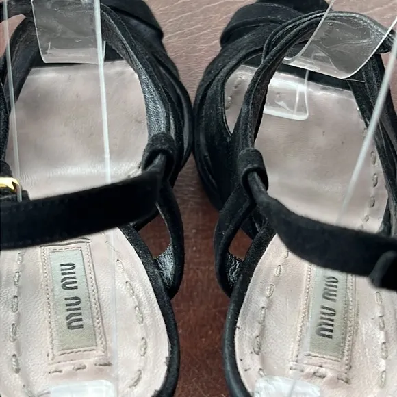Miu Miu Black Caged Slingback Platform Sandals