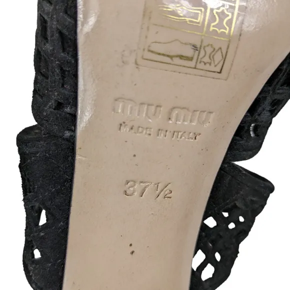 Miu Miu Heels EUR 37.5 Black Caged Stiletto Heel Open Toe Zip Booties Shoes
