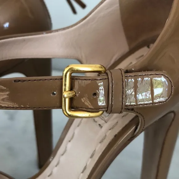 Miu Miu patent leather espadrille sandal heels