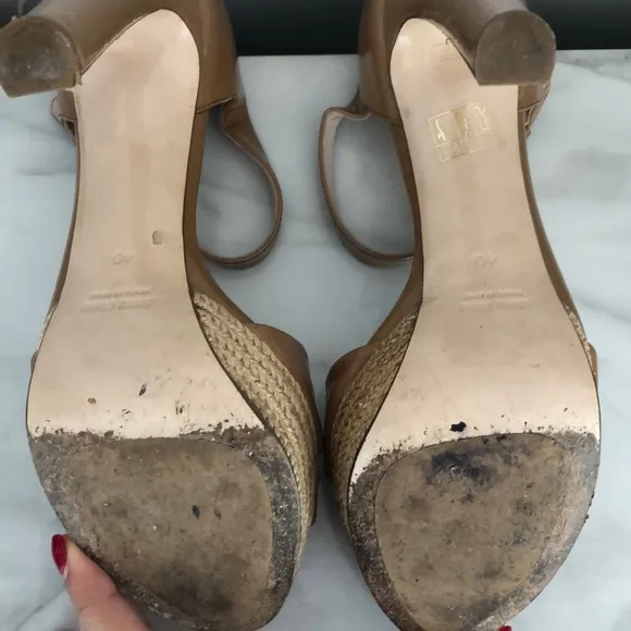 Miu Miu patent leather espadrille sandal heels