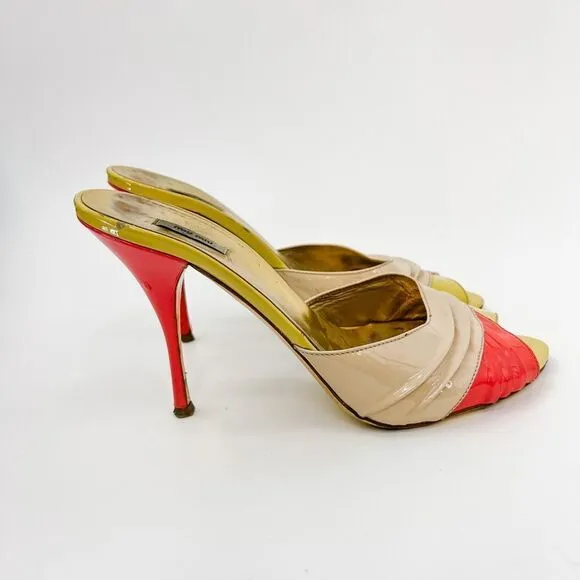 Miu Miu shoes 8 Patent Leather pink yellow tan