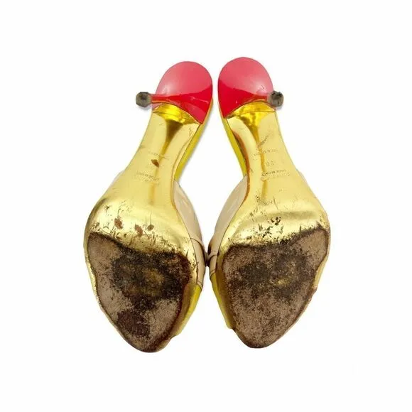 Miu Miu shoes 8 Patent Leather pink yellow tan