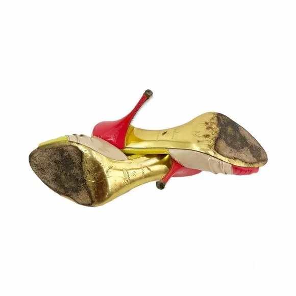 Miu Miu shoes 8 Patent Leather pink yellow tan