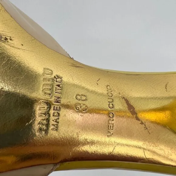 Miu Miu shoes 8 Patent Leather pink yellow tan