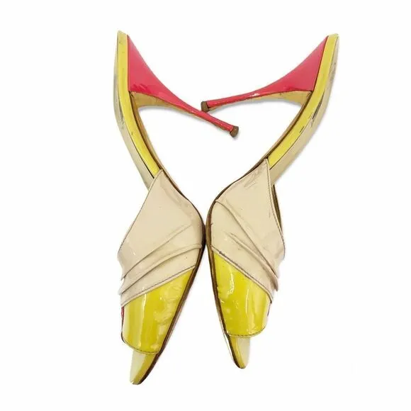 Miu Miu shoes 8 Patent Leather pink yellow tan