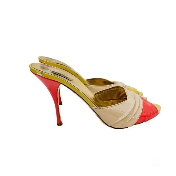 Miu Miu shoes 8 Patent Leather pink yellow tan