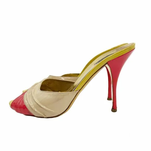 Miu Miu shoes 8 Patent Leather pink yellow tan