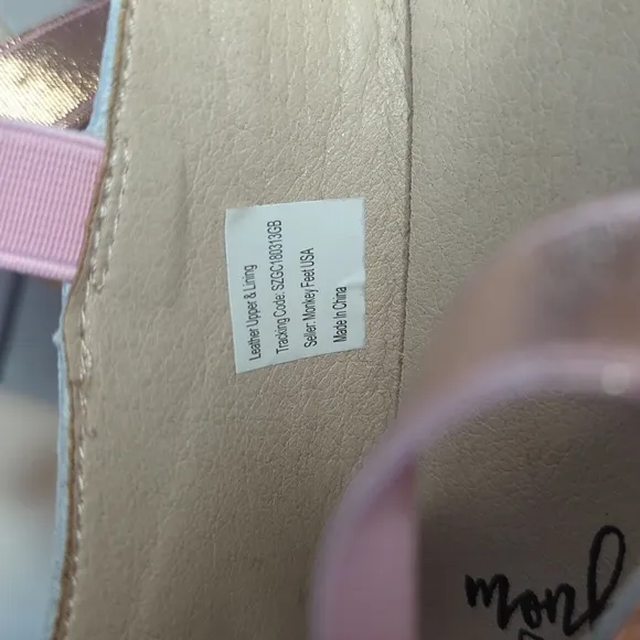 Mommy Monkey Feet size 40 Women's Rose Gold Leather Zip Back Ballet Flats 9.5